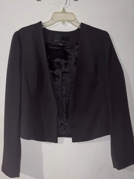 Yansi Fugel Jackets & Blazers - Yansi Fugel Dark Chocolate Brown Open-Front Blazer